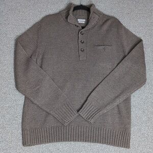 Oobe Brand Merino Wool Blend 5 Button Henley Sweater Made in Italy Size XL Olive